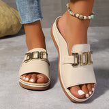 Women's Slide Sandals Open Toe Buckle Accent Platform – Summer Casual