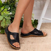 Women's Slide Sandals Open Toe Cut Out Wide Strap – Daily Wear