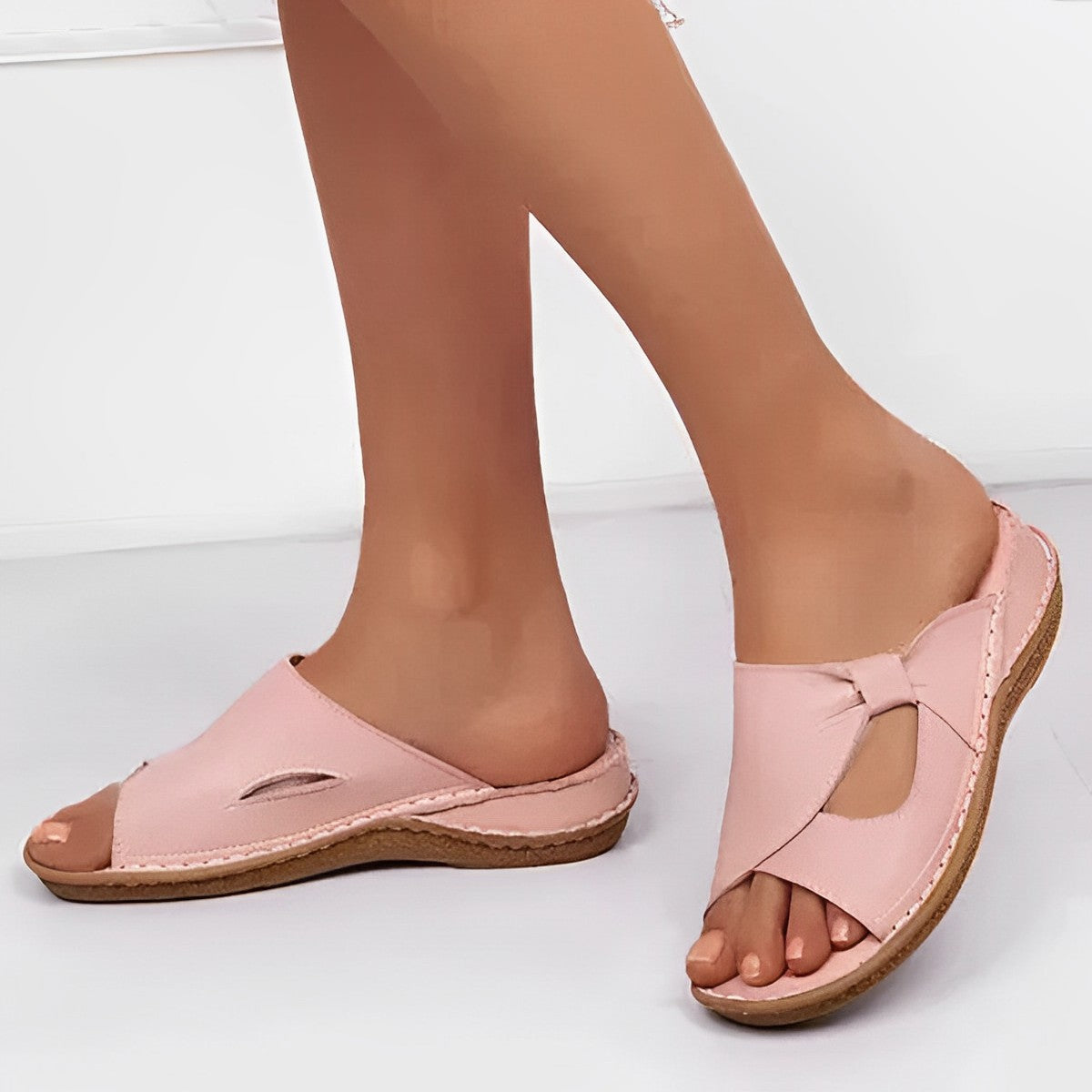 Women's Slide Sandals Open Toe Cut Out Wide Strap – Daily Wear