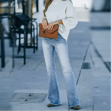 Women's Slim Flare Jeans High Waist Denim Button Fly – Everyday Wear