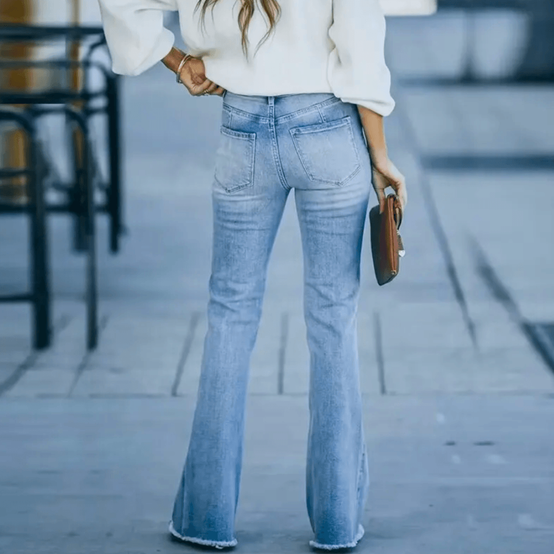 Women's Slim Flare Jeans High Waist Denim Button Fly – Everyday Wear