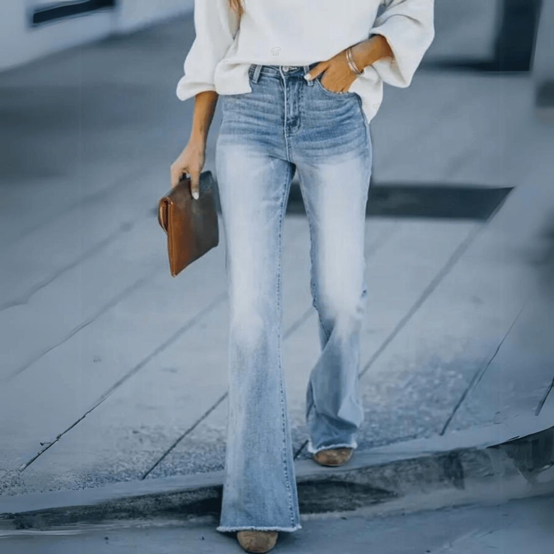 Women's Slim Flare Jeans High Waist Denim Button Fly – Everyday Wear