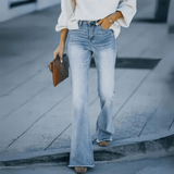 Women's Slim Flare Jeans High Waist Denim Button Fly – Everyday Wear