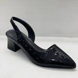 Women's Slingback Heels Croc Embossed Pointed Toe – Office Wear