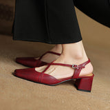 Women's Slingback Heels Cross Strap Square Toe – Office Wear Casual