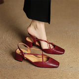Women's Slingback Heels Cross Strap Square Toe – Office Wear Casual