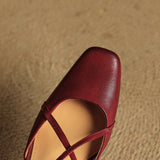 Women's Slingback Heels Cross Strap Square Toe – Office Wear Casual
