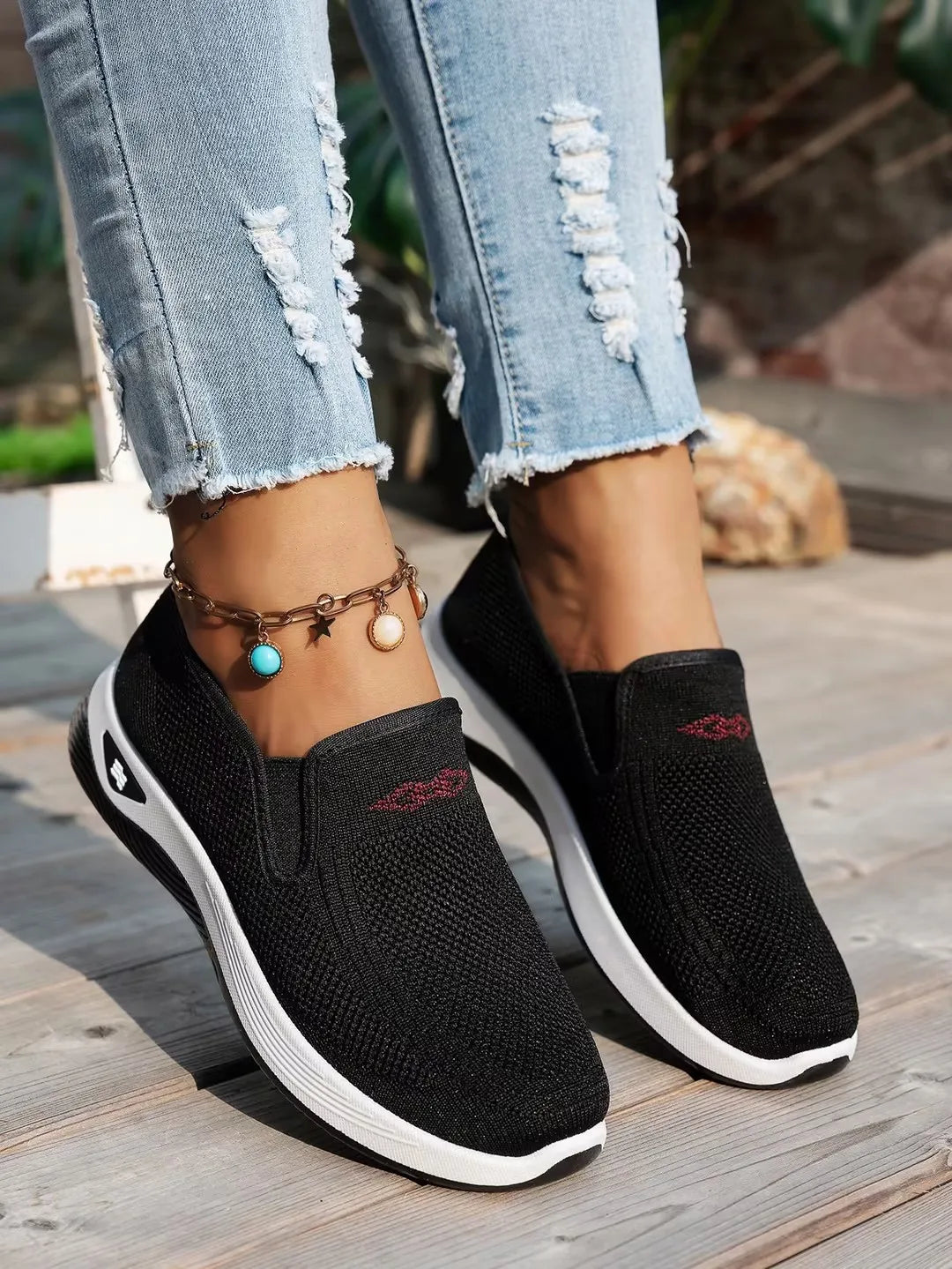 Women's Slip-On Shoes Low Top Closed Toe Knit – Work Casual Everyday