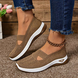 Women's Slip On Walking Shoes Knit Cutout Round Toe – Casual Walking