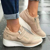 Women’s Sneakers Front Zip Strap Detail Wedge Sole – Daytime Shopping