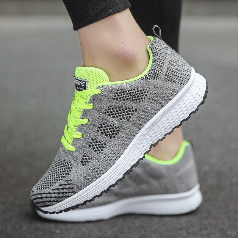 Women's Sneakers Knit Mesh Lace Up Low Top – Gym Training Daily Run