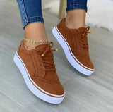 Women’s Sneakers Lace Up Perforated Panel Platform Sole – Bookstore Visit