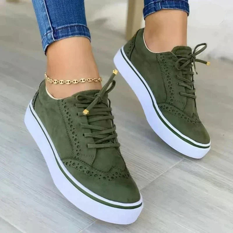 Women’s Sneakers Lace Up Perforated Panel Platform Sole – Bookstore Visit