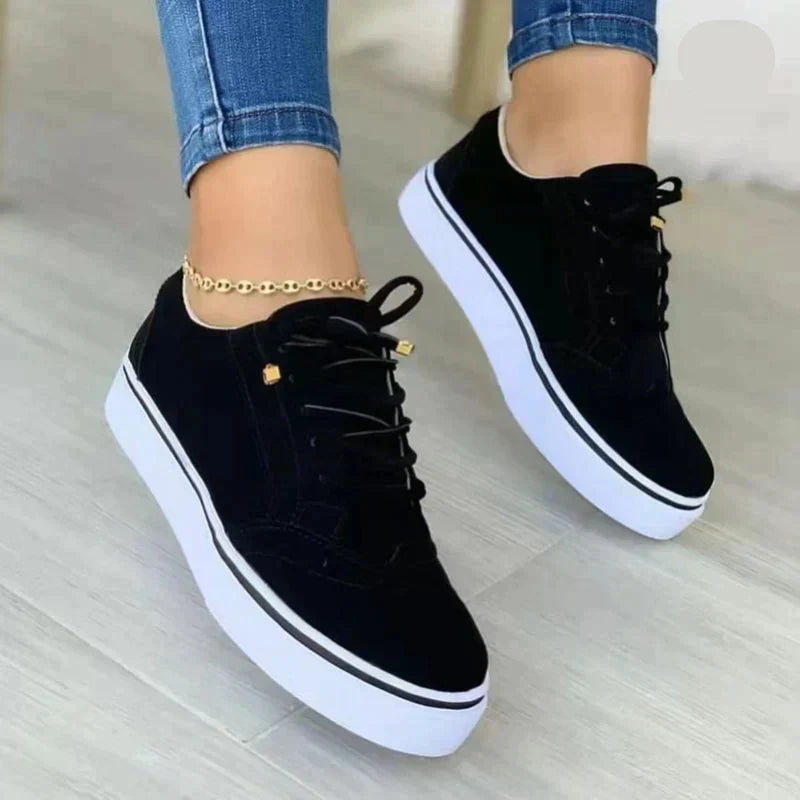 Women’s Sneakers Lace Up Perforated Panel Platform Sole – Bookstore Visit