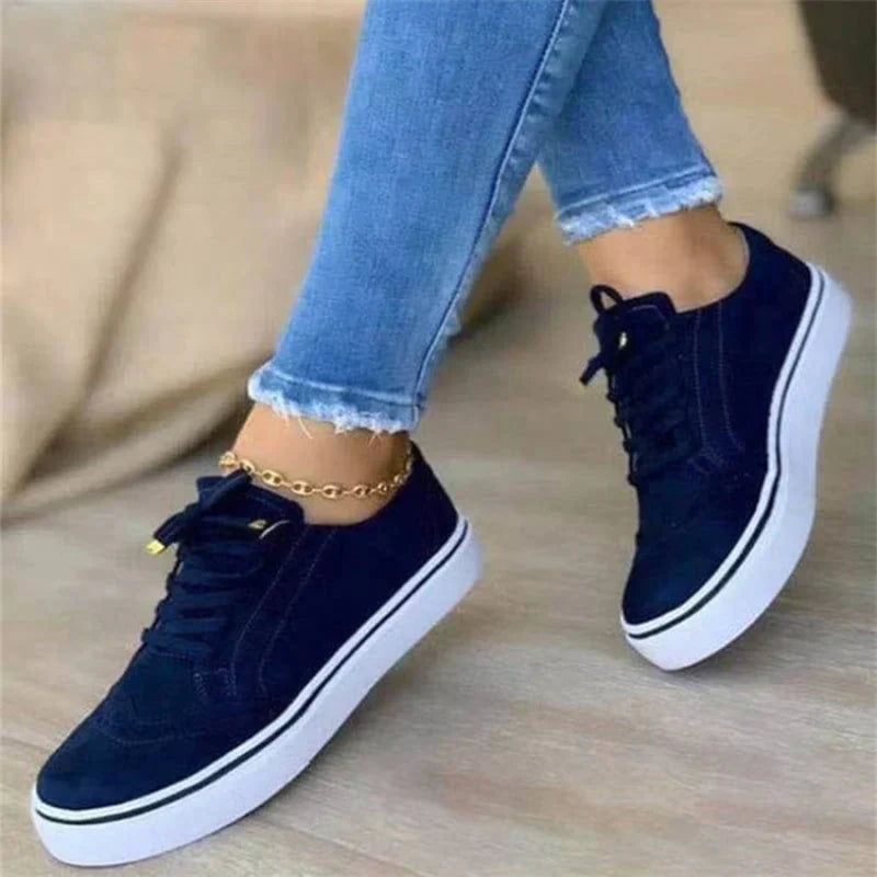 Women’s Sneakers Lace Up Perforated Panel Platform Sole – Bookstore Visit