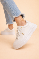 Women’s Sneakers Lace-Up Platform Sole Rounded Toe – City Shopping