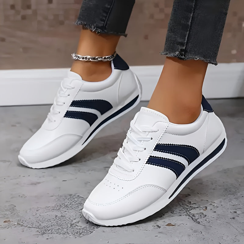 Women’s Sneakers Lace Up Side Stripe Round Toe – Daily Errands