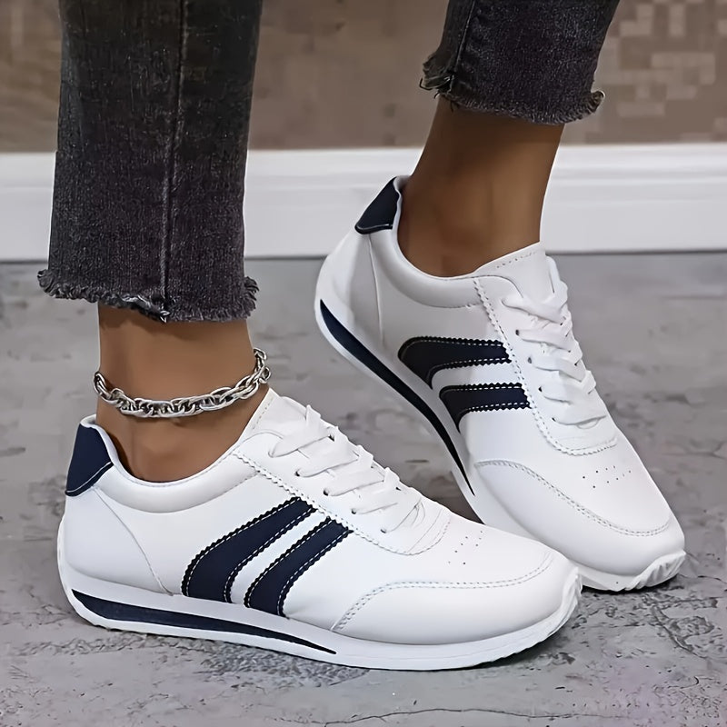 Women’s Sneakers Lace Up Side Stripe Round Toe – Daily Errands
