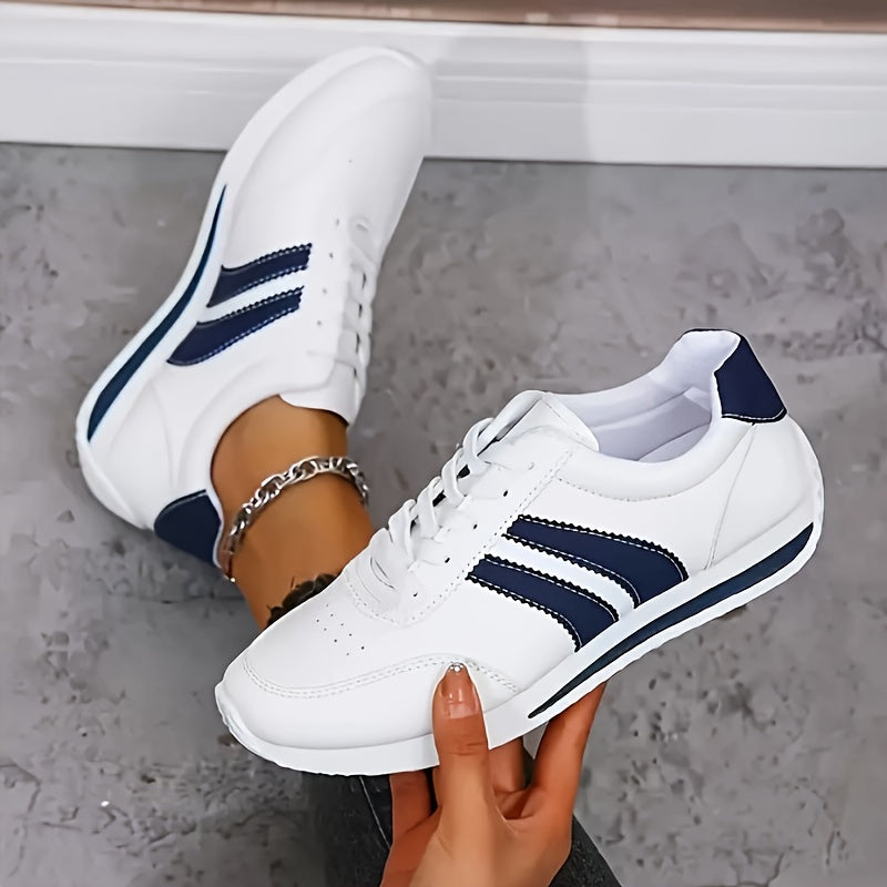 Women’s Sneakers Lace Up Side Stripe Round Toe – Daily Errands