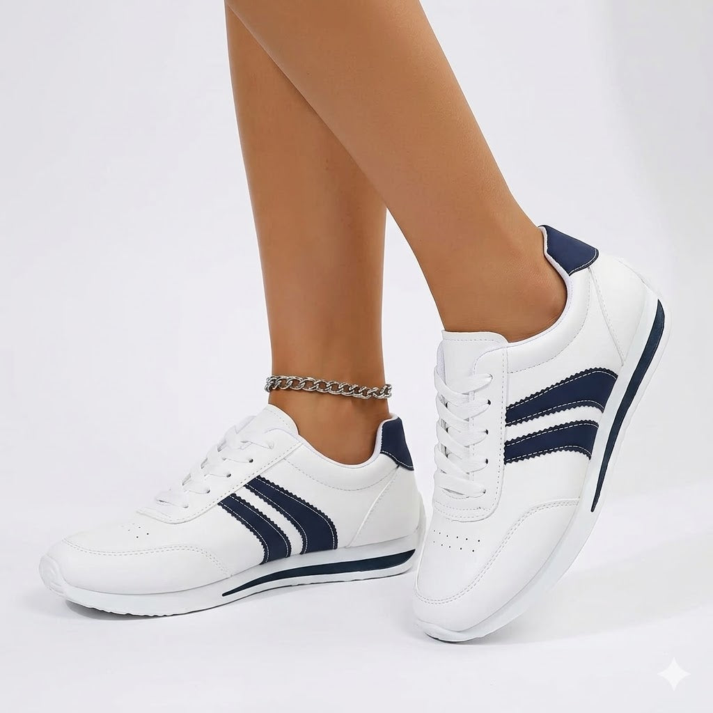 Women’s Sneakers Lace Up Side Stripe Round Toe – Daily Errands