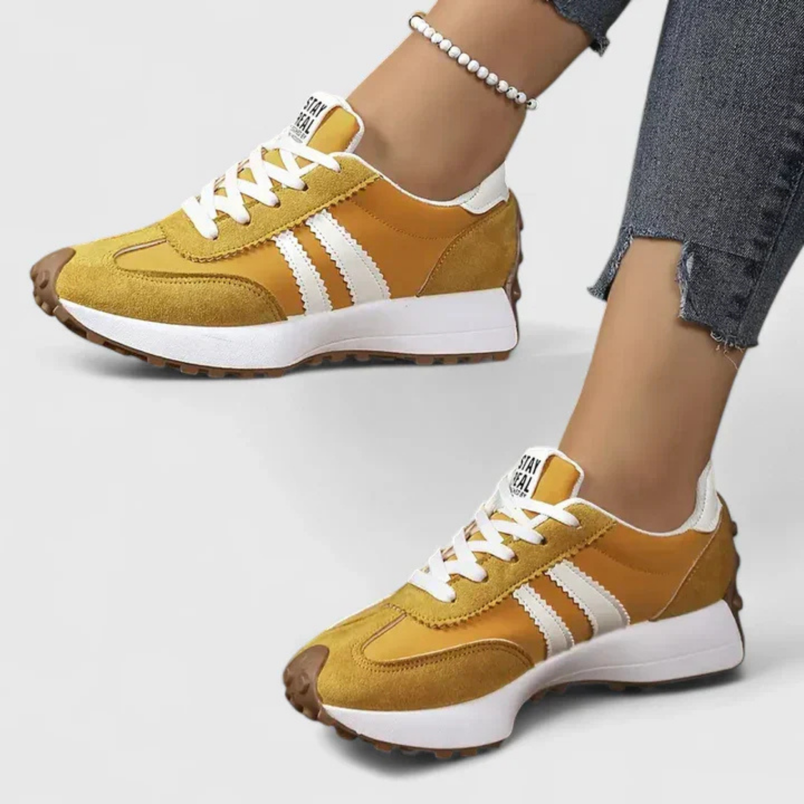 Women's Sneakers Stripe Side Panel Lace Up Low Top – Everyday Wear