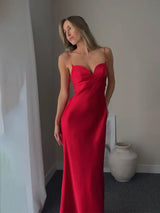 Women's Spaghetti Strap Maxi Dress Sweetheart Neck – Wedding Guest Evening