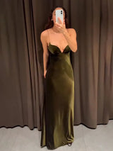 Women's Spaghetti Strap Maxi Dress Sweetheart Neck – Wedding Guest Evening