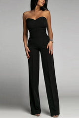 Women's Strapless Wide Leg Jumpsuit Sweetheart Neck – Cocktail Party