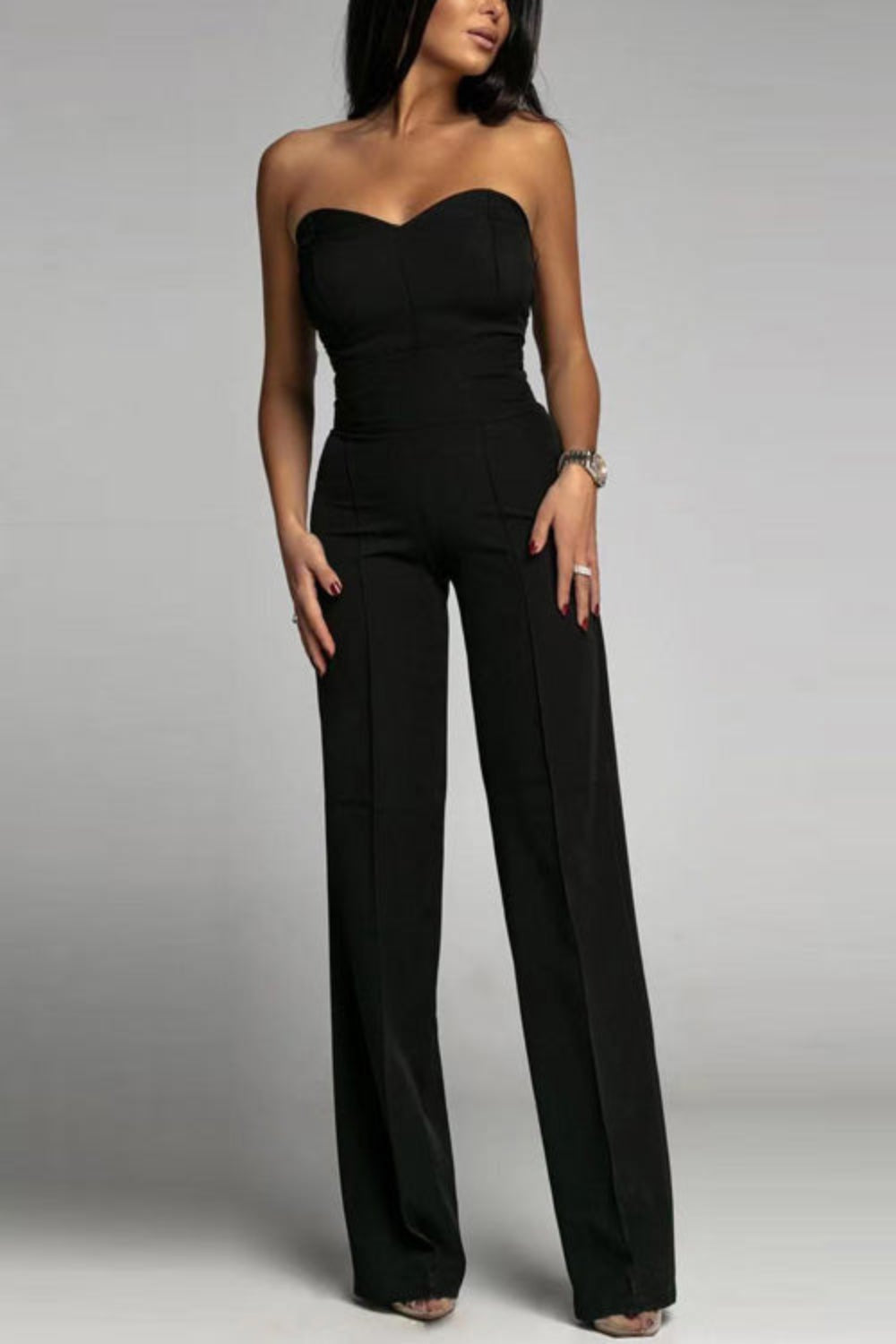 Women's Strapless Wide Leg Jumpsuit Sweetheart Neck – Cocktail Party