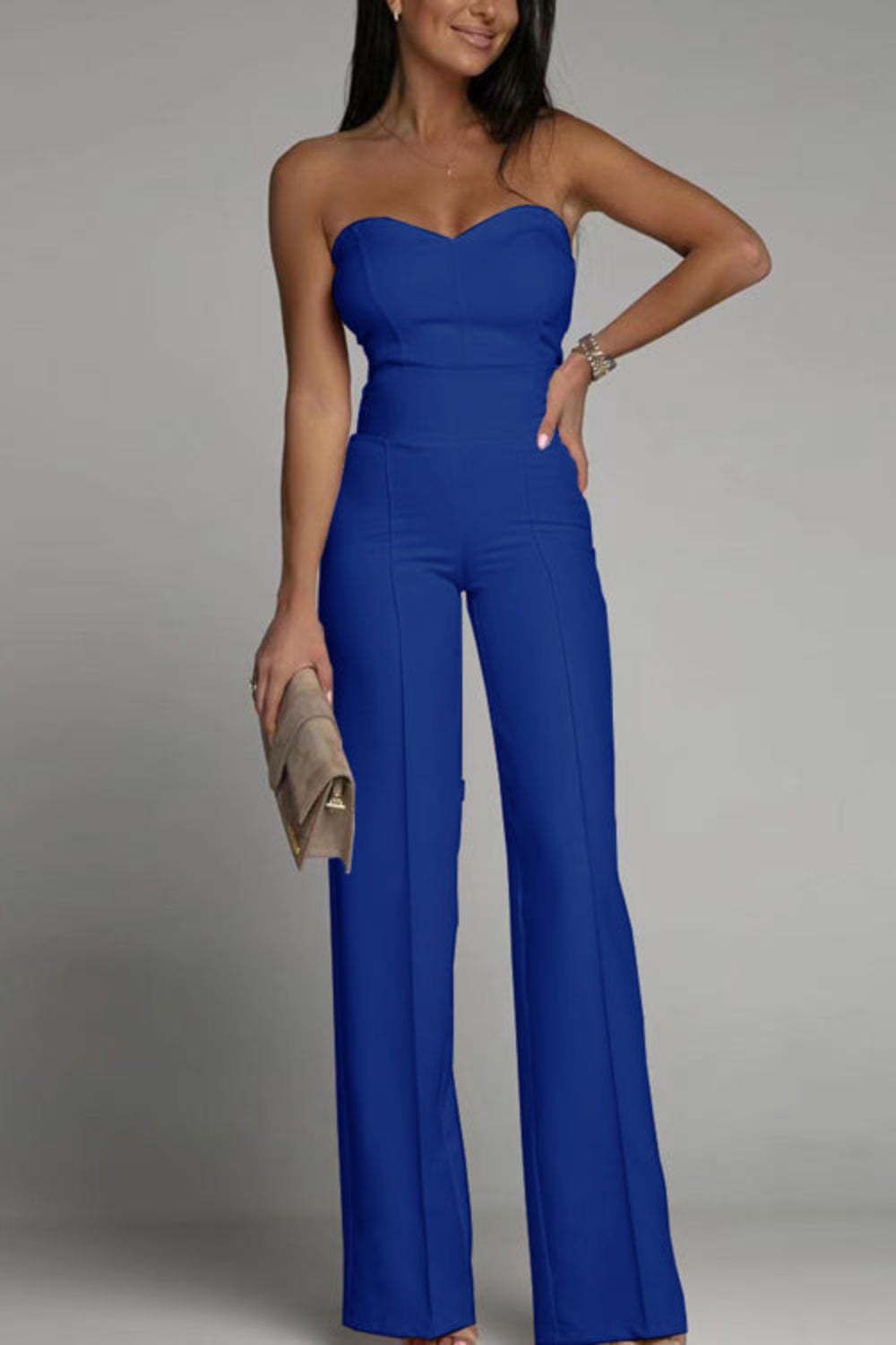 Women's Strapless Wide Leg Jumpsuit Sweetheart Neck – Cocktail Party