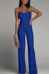 Women's Strapless Wide Leg Jumpsuit Sweetheart Neck – Cocktail Party