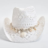 Women's Straw Sun Hat Openwork Wide Brim Shell Band – Resort Day