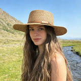 Women's Straw Sun Hat Wide Brim Flat Crown Buckle Band – Boardwalk Outing