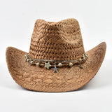 Women's Straw Sun Hat Woven Crown Curved Brim Charm Band – Seaside Festival