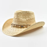Women's Straw Sun Hat Woven Crown Curved Brim Charm Band – Seaside Festival