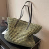 Women's Straw Tote Bag Large Woven Shoulder Open Top – Summer Vacation