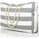 Women's Stripe Beach Tote Bag Rope Handles Wide Opening – Summer Vacation