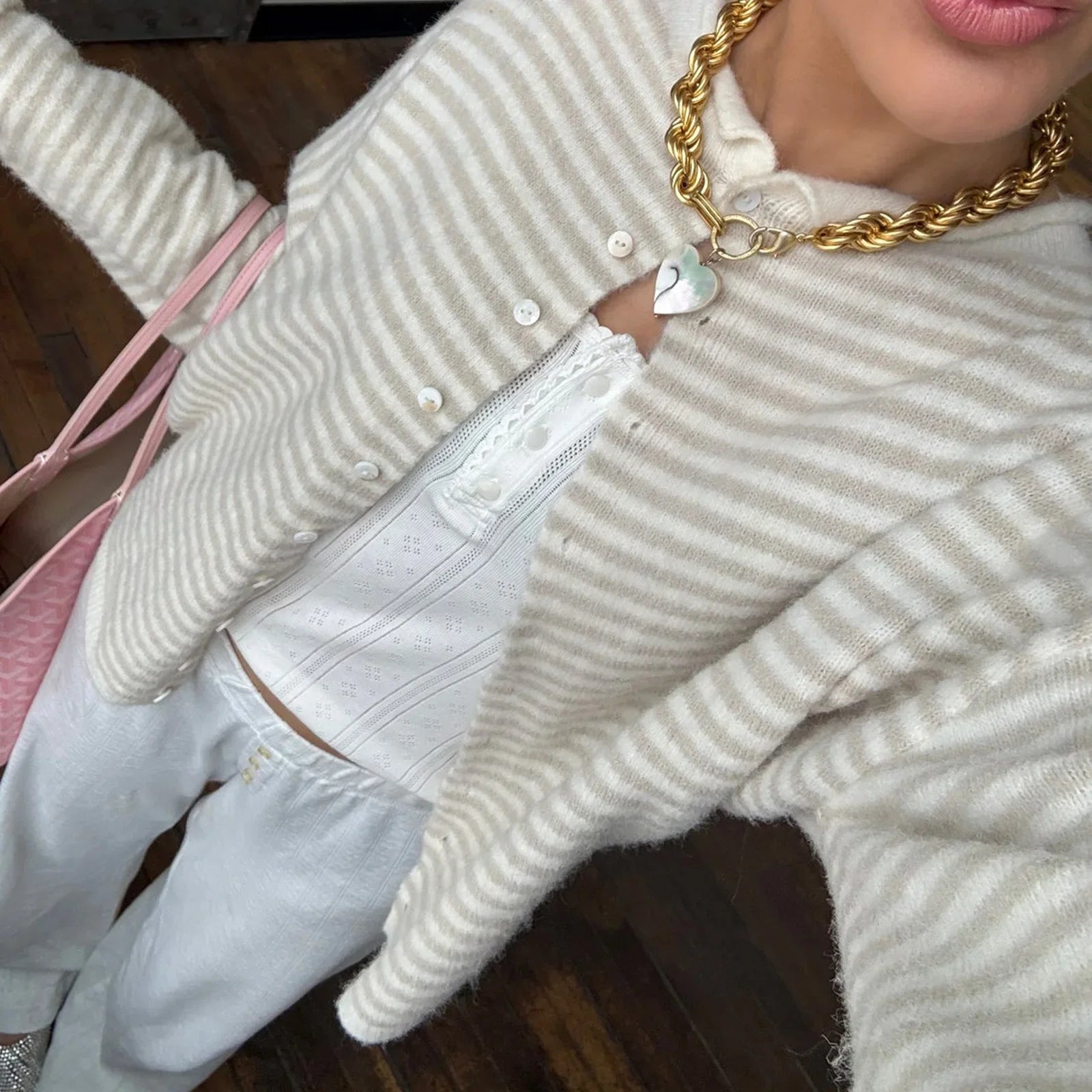 Women's Stripe CardiganLong Sleeve Button Front - Casual Everyday