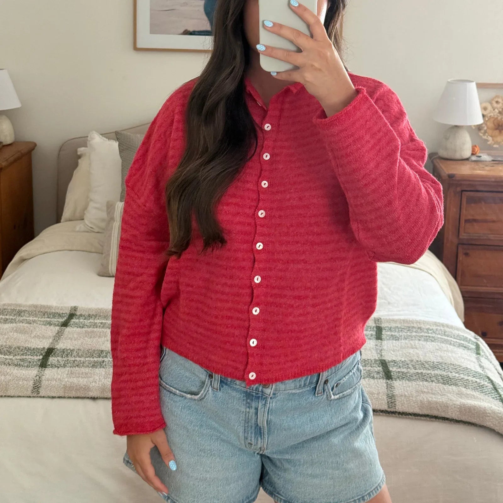 Women's Stripe CardiganLong Sleeve Button Front - Casual Everyday