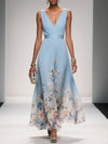 Women's Summer Maxi Dress Floral V-Neck Sleeveless – Wedding Guest