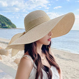 Women's Sun Hat Straw Oversized Wide Brim Round Crown – Summer Vacation