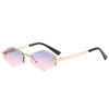 Women's Sunglasses Rimless Geometric Oval Tinted Lens – Beach Vacation