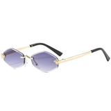 Women's Sunglasses Rimless Geometric Oval Tinted Lens – Beach Vacation