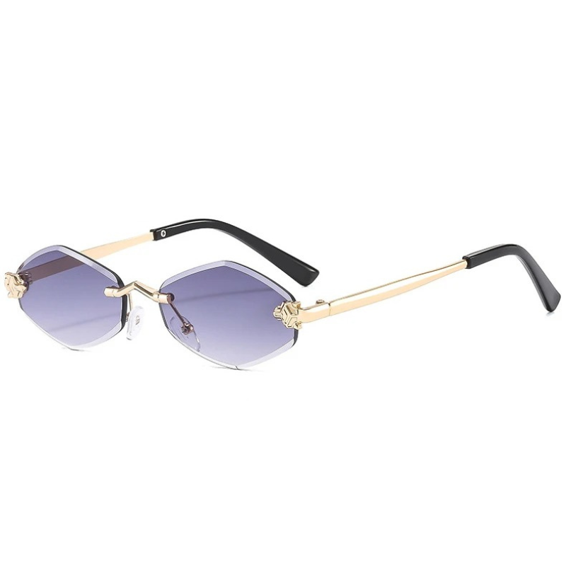 Women's Sunglasses Rimless Geometric Oval Tinted Lens – Beach Vacation