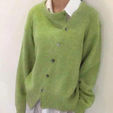 Women's Sweater Asymmetric Button Front Long Sleeve Ribbed – Daytime Outings