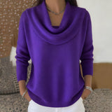 Women's Sweater Cowl Neck Long Sleeve Ribbed Hem – Coffee Date