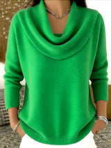 Women's Sweater Cowl Neck Long Sleeve Ribbed Hem – Coffee Date