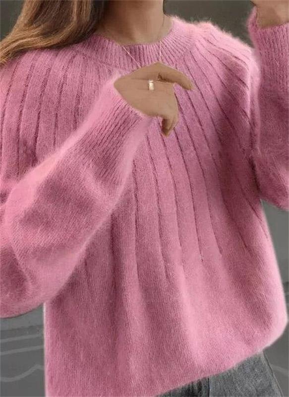 Women's Sweater Ribbed Crew Neck Long Sleeve Pullover – Daytime Plans