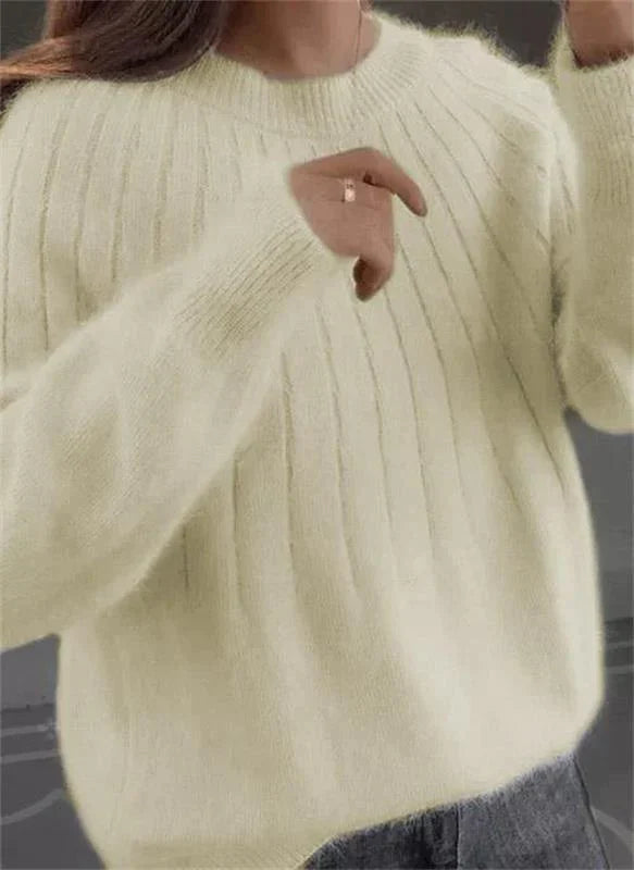 Women's Sweater Ribbed Crew Neck Long Sleeve Pullover – Daytime Plans