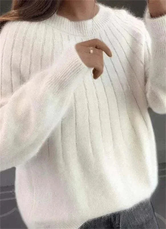Women's Sweater Ribbed Crew Neck Long Sleeve Pullover – Daytime Plans